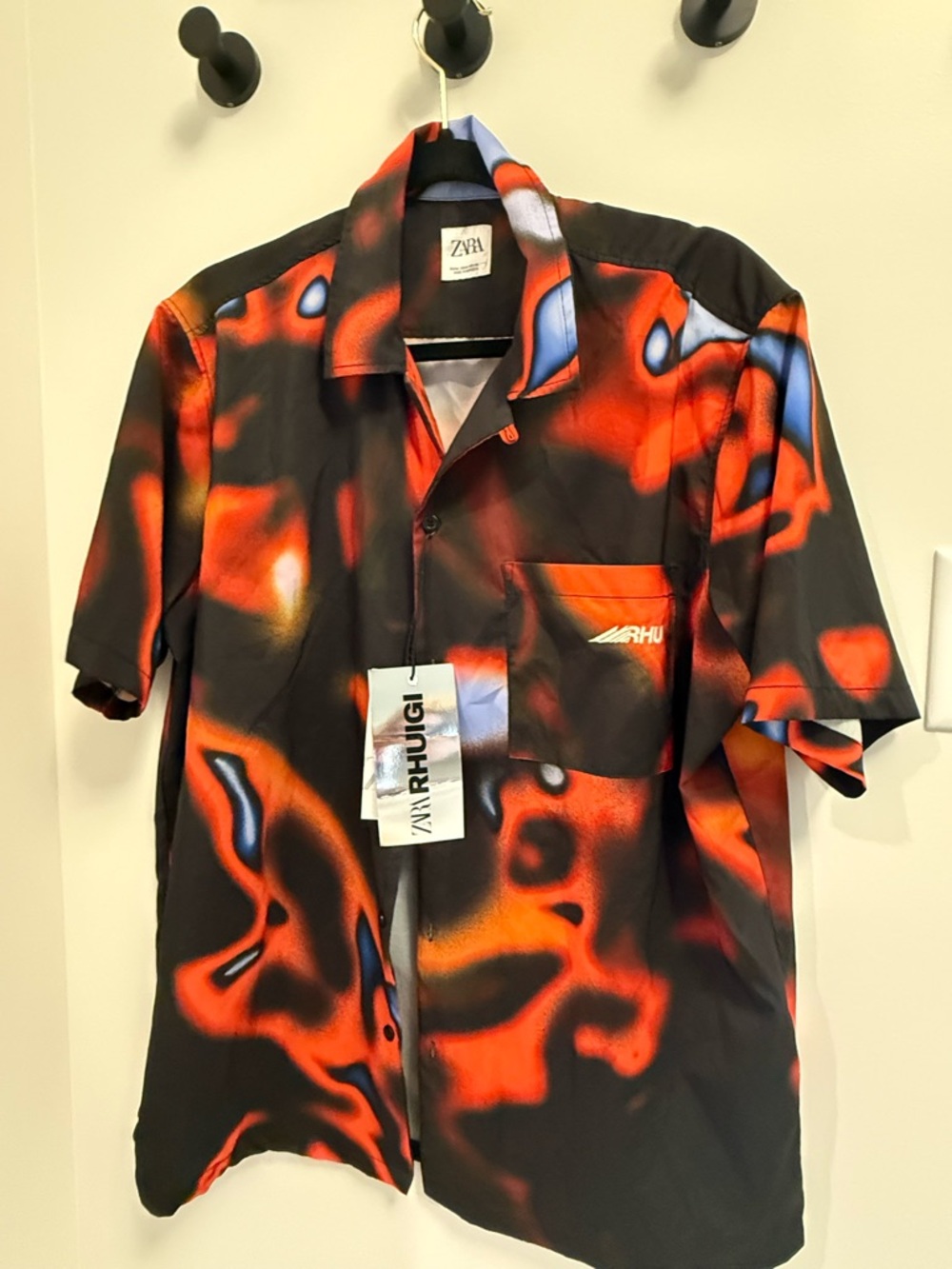 Zara Rhuigi Rhude X Zara Button Up Shirt Men’s Size M Short Sleeve Abstract NEW